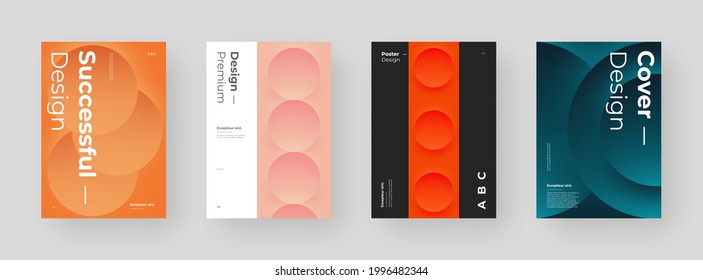 Abstract set Placards, Posters, Flyers, Banner Designs. Colorful illustration on vertical A4 format. 3d geometric shapes. Decorative neumorphism backdrop.