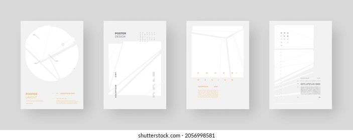 Abstract set Placards, Posters, Flyers, Banner Designs, Blank, Document. Colorful illustration on vertical A4 format. Original geometric shapes composition. Decorative minimal backdrop.