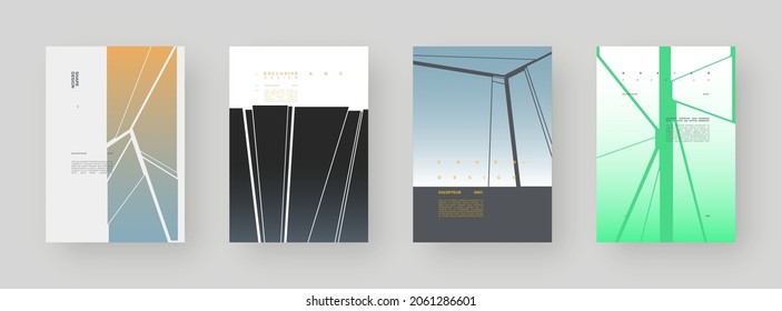Abstract set Placards, Posters, Flyers, Banner Designs, Blank, Document. Colorful illustration on vertical A4 format. Original geometric shapes composition. Decorative minimal backdrop.	
