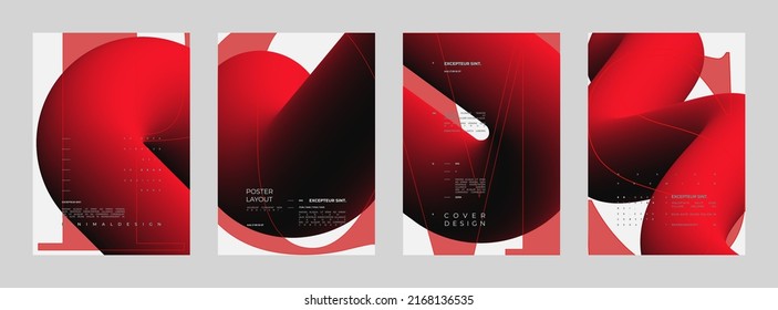Abstract set Placards, Posters, Flyers, and Banner Designs. Vertical A4 format. Strict and discreet brochure. Type and 3D shapes