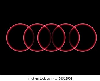Abstract set red neon circle with glowing lines. Design element for your ad, sign, poster, banner. Vector illustration