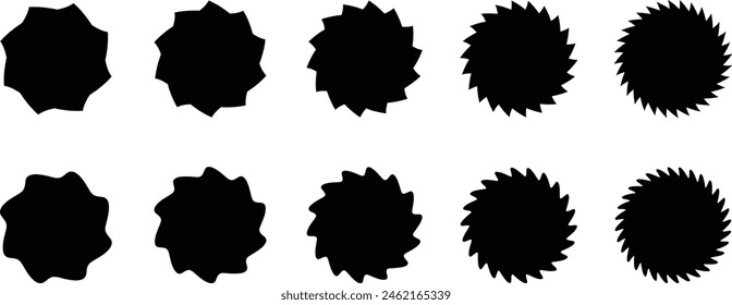 Conjunto Abstractas de estrella retro, elemento de diseño, elemento de sunburst, elemento de Anuncio, elemento de fuegos artificiales Ilustración vectorial Aislado sobre fondo blanco. Colección de Formas de estrellas retro.