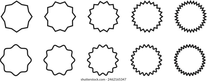 Abstract set of retro star, design element, sunburst element, banner element, fireworks element vector illustration Isolated on white background. Collection of retro stars shapes.
