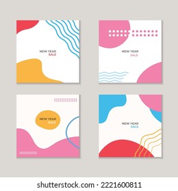  Abstract Set of Social Media Post Feed and trendy banner template design
