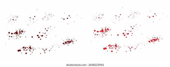 Abstrakte Reihe von Schmutzspritzer roten Bluthintergrund Design. rote Blutspritzer Hintergrund Design-Sammlung. Realistisches rotes Blutspritzer-Element