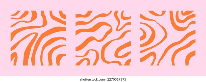 Abstract set square backgrounds with colorful waves. Vector pattern.