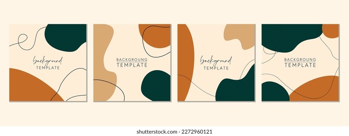 Abstract set of square templates with organic geometric shapes. Good for social media posts, mobile apps, banner designs and online promotions. Abstract vector background collection.