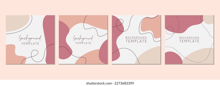 Abstract set of square templates with organic geometric shapes. Good for social media posts, mobile apps, banner designs and online promotions. Abstract vector background collection.