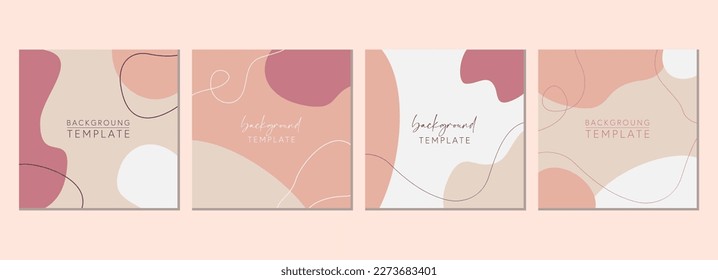 Abstract set of square templates with organic geometric shapes. Good for social media posts, mobile apps, banner designs and online promotions. Abstract vector background collection.