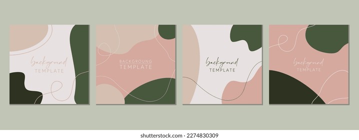 Abstract set of square templates with organic geometric shapes. Good for social media posts, mobile apps, banner designs and online promotions. Abstract vector background collection.