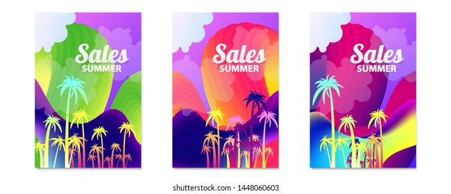 Abstract set summer background colorful universal art web header template. Art Collage made with scribbles canyon strokes black