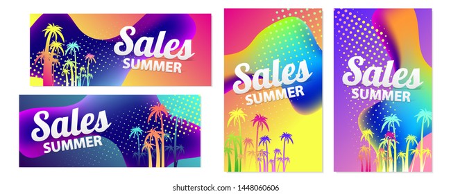 Abstract set summer background colorful universal art web header template. Art Collage made with scribbles canyon strokes black