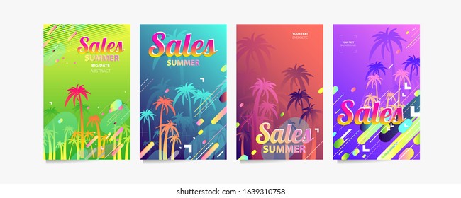 Abstract set summer background universal art web header template. Collage made with scribbles canyon strokes