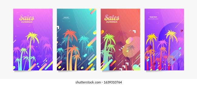 Abstract set summer background universal art web header template. Collage made with scribbles canyon strokes