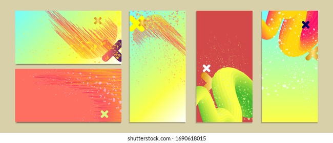 Abstract set summer background universal art web header template. Collage made with scribbles canyon strokes