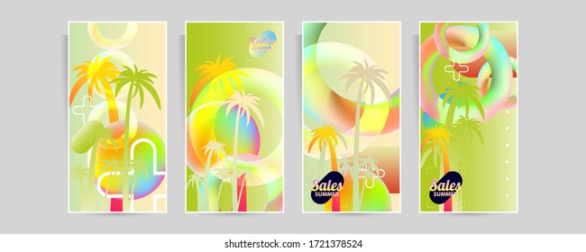 Abstract set summer background universal Line art web header template. Collage Going monochrome colorful elements vibrant
