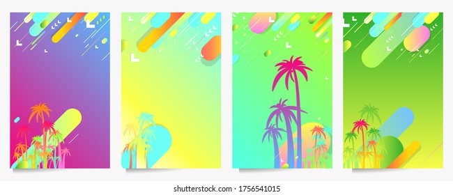 Abstrakte Set Sommer Palm Party Hintergrund universellen Kunst Web-Header Vorlage. Collage aus Canyon-Strichen mit Schreib