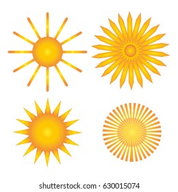Abstract set of sun on white background