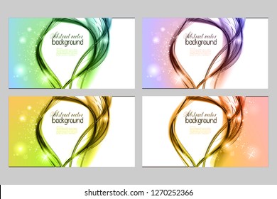 Abstract set theme. Light color cool dynamic backgrounds. Expressive vector frame with glowing fibers.