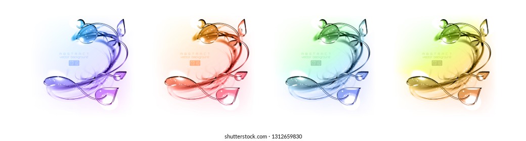 Abstract set theme. Light color cool shine elements. Pure vector frame with glowing fibers.