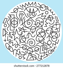 Abstract  set thin line icons in circle shape , vector background