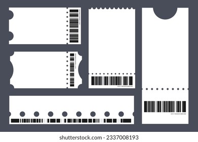 Abstract Set Ticket Template. Background White for travel by tram, bus. Vector illustration entrance tickets to the museum, party, cinema, festival in the flat style.
