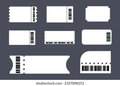 Abstract Set Ticket Template. Background White for travel by tram, bus. Vector illustration entrance tickets to the museum, party, cinema, festival in the flat style.