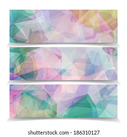 Abstract set vector banners with Modern Triangular Polygonal  pattern