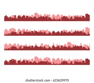 Abstract set of vector cityscape silhouettes 

