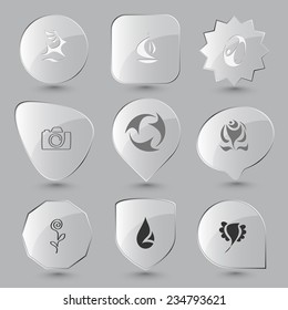 Abstract set. Vector glass buttons.