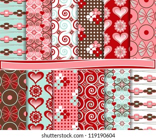 abstract set vector paper clippings of Valentine's Day