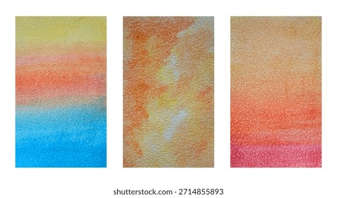Abstract set of watercolor  backgrounds. Watercolor paper texture backdrops. Decorative  elements for backgrounds, cards, templates, banners, poster, flyer. Hand drawn texture. Vector illustration. 