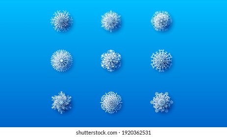 ABstract Set White Collection Snowflake Paper Cut Winter Vector Design Style