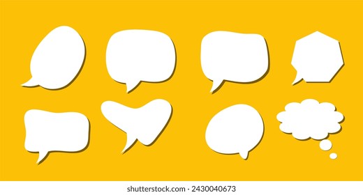 abstract set of white speech bubble with shadow isolated background. space for text. abstract blank area for rill text of font.
