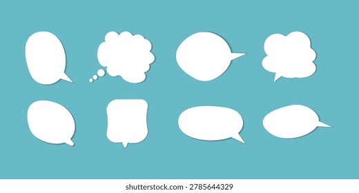abstract set of white speech bubble with shadow isolated background. space for text. abstract blank area for rill text of font.