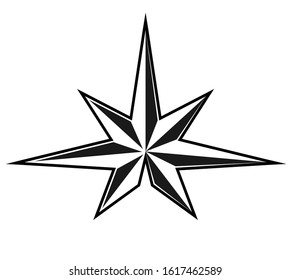 Abstract seven-pointed star for logo, trademark emblem or sticker. Isolated on a white background.