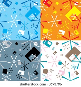 Abstract seventies star design that is ideal as a background or seamless desktop with four color variations