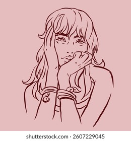 Abstract of sexy girl posing vector for illustration, card, decoration