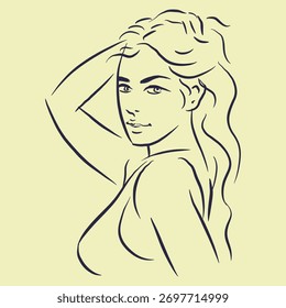 Abstractas de una chica sexy posando Vector para la ilustración, tarjeta, decoración