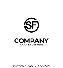 Abstract SF letter simple style logo design vector template
