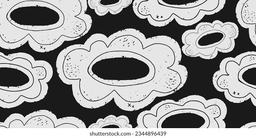 Abstract shabby texture flowers. Vector seamless pattern
