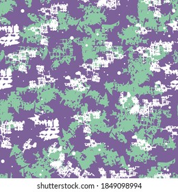 Abstract shabby texture. Seamless pattern in purple and turquoise colors. Winter background.