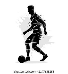 Abstract shadow art of soccer player dribbling the ball
