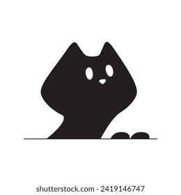 Abstract shadow of a curious cat. Vector illustration isolated on white background