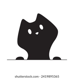 Abstract shadow of a curious cat. Vector illustration isolated on white background