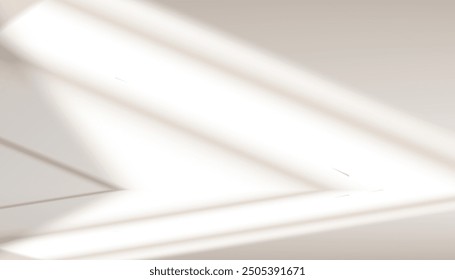 Abstract Shadow,Light from Window on White Room,Studio Shade of Blind or Curtain with Reflect of Sunlight,Backdrop Overlay Transparent, Wall Effect on background,Vector Nature Sunshine on Beige Wall