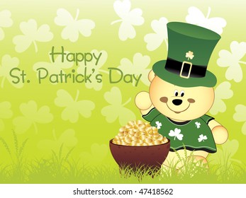 abstract shamrock background with leprechaun, earthenware