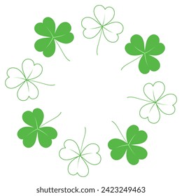 Abstract shamrock frame with top and bottom border in trendy green. Concept for St. Patrick greeting