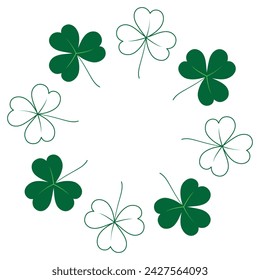 Abstract shamrock frame with top and bottom border in trendy green. Concept for St. Patrick greeting