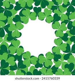 Abstract shamrocks frame border with copy space inside. Design concept for St. Patrick greetings